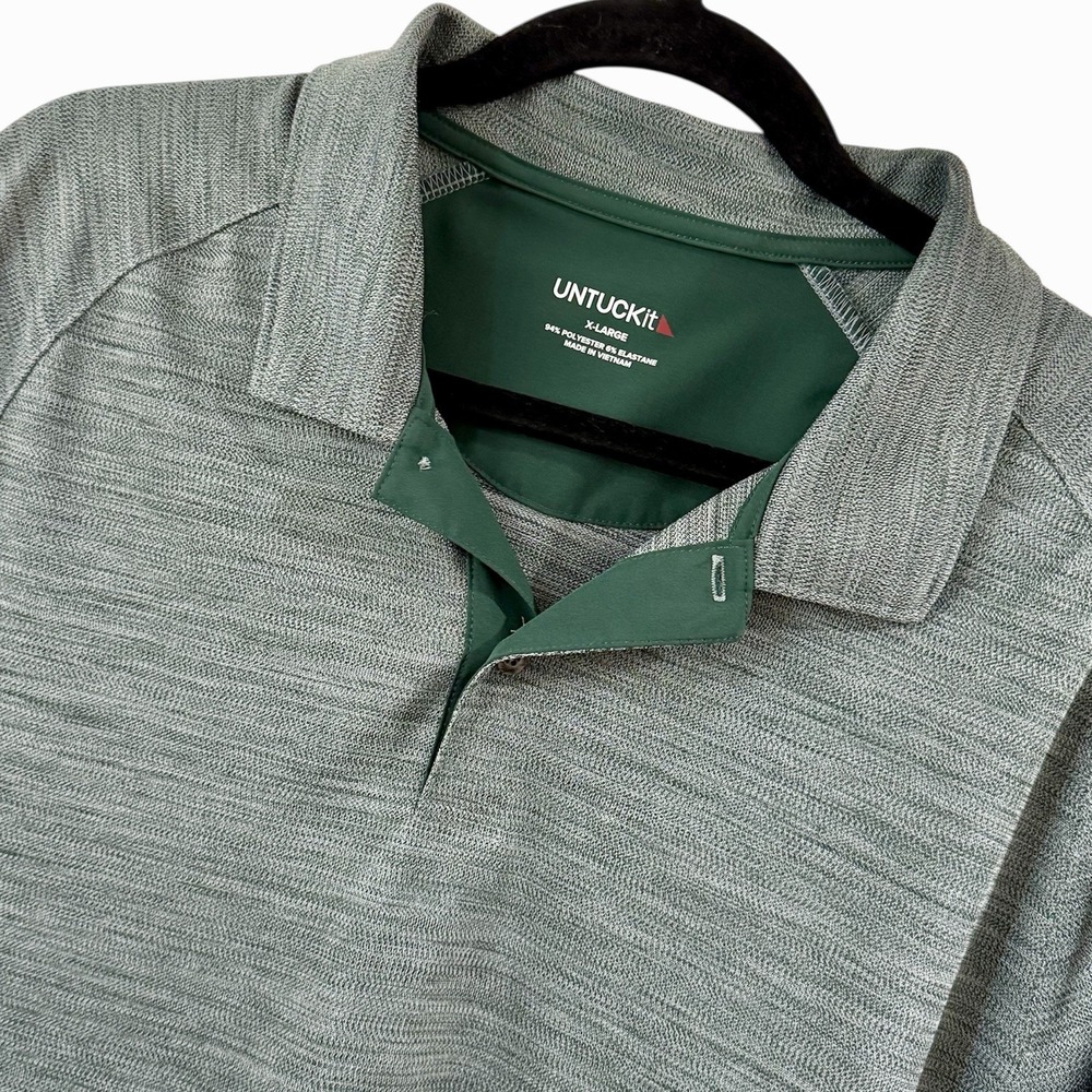 Untuckit Heathered Performance Polo Shirt Mens XL Green Short Sleeve Golf‎ Top